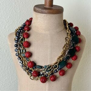 Upcycled multi strand beaded necklace